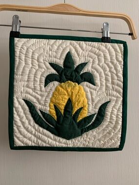 Handmade Pineapple Quilted Wall Hanging - Green & Yellow